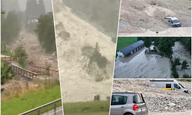 NEVRIJEME IZAZVALO NEZAPAMĆEN ODRON: Pogledajte dramatične snimke, kamenje pada na automobile, bujice nose mostove (VIDEO)